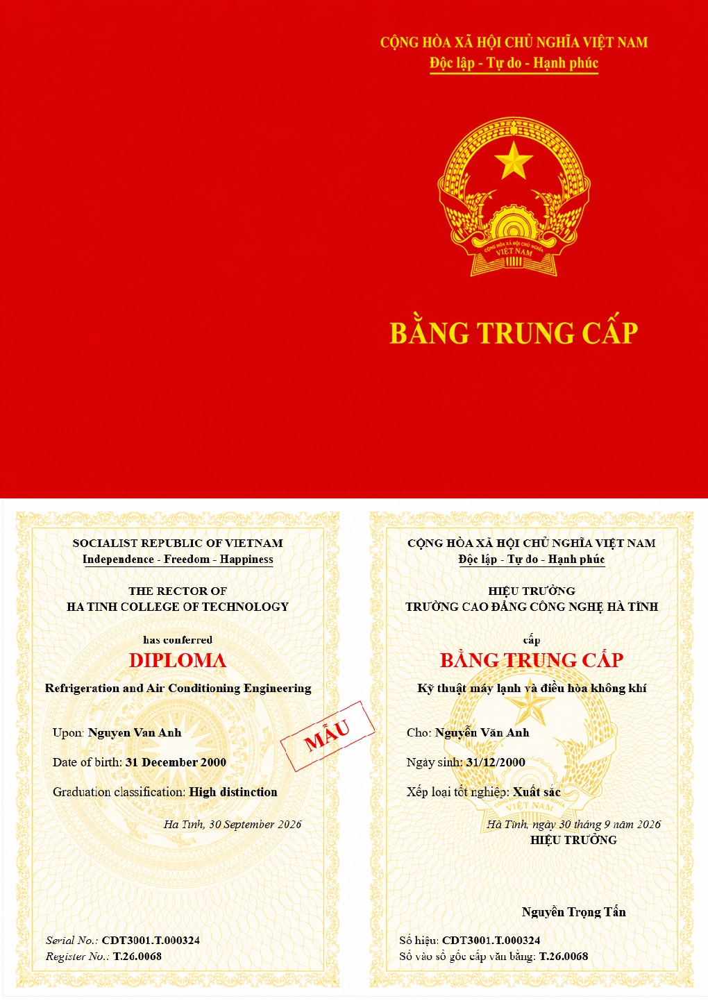 Mẫu Bằng Trung cấp